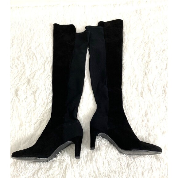 Stuart Weitzman Womens Suede Over The Knee Pull On Boots Black Size 36 Heeled - Picture 13 of 15